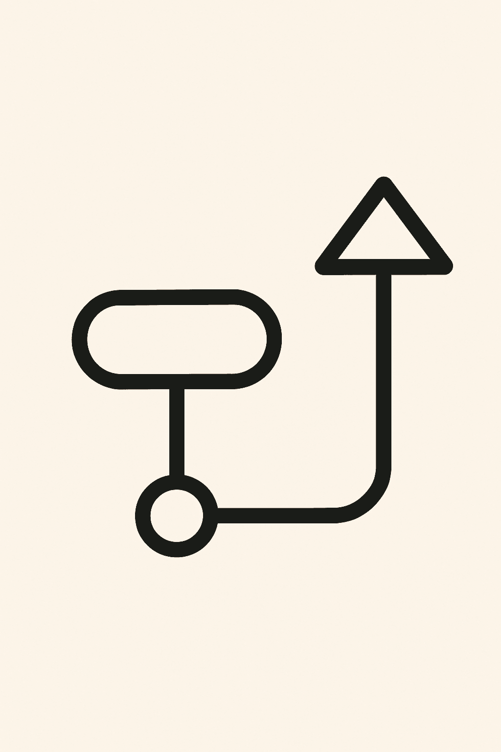 Geometric flow diagram implying service-to-product and upward leverage